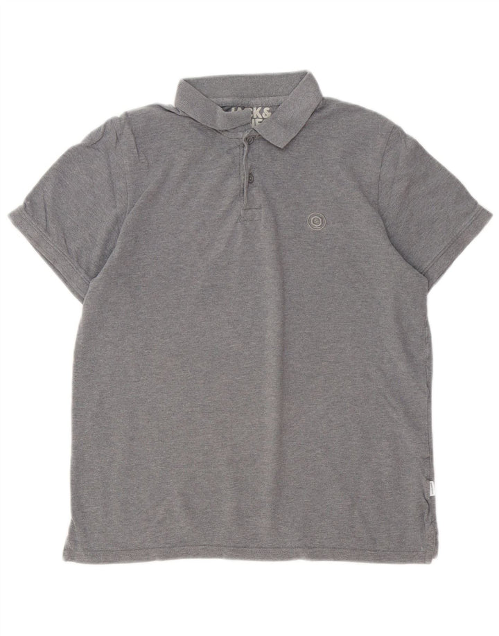 Polo da uomo Jack & Jones in cotone screziato grigio medio