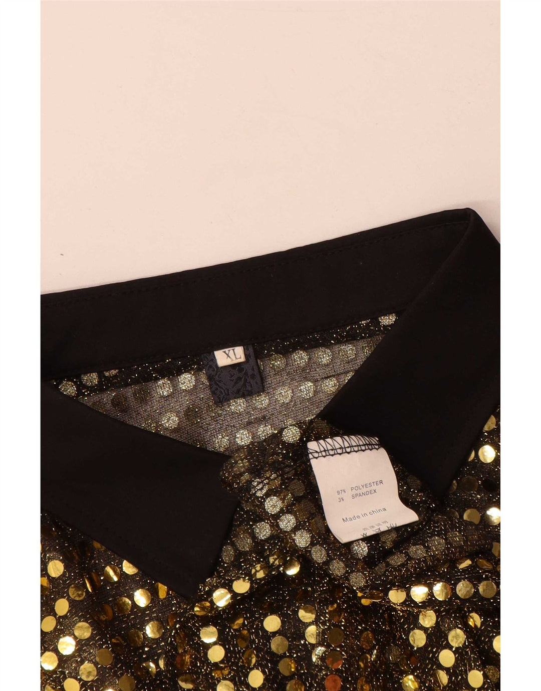 Camicetta camicia vintage da donna UK 18 XL poliestere oro