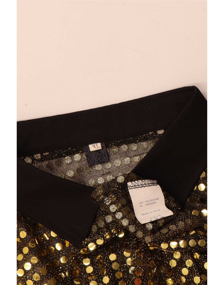 Camicetta camicia vintage da donna UK 18 XL poliestere oro