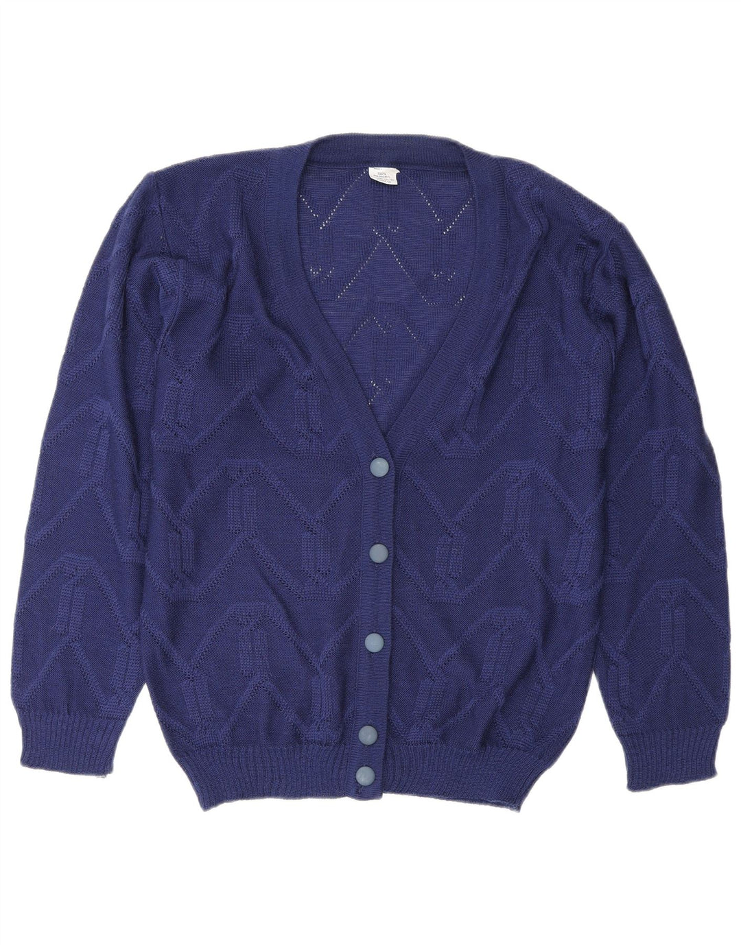 Maglione cardigan da donna vintage EU 38/40 Poliacrilico Chevron blu medio