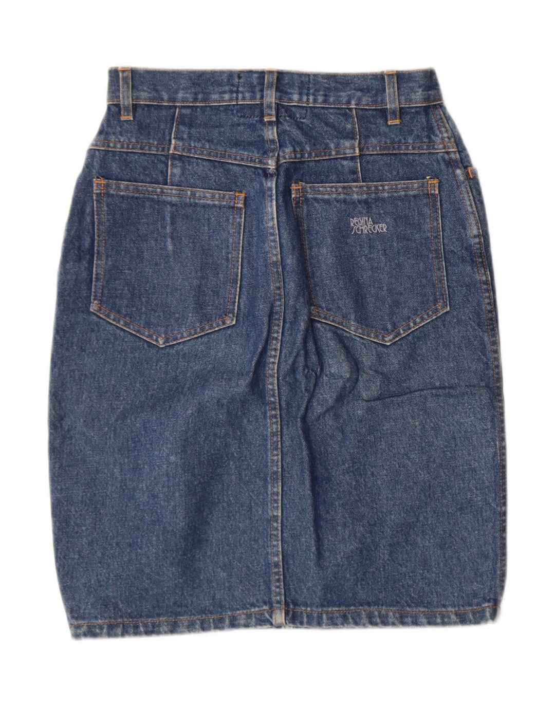 REGINA SCHRECKER Womens Denim Skirt W28 Medium Blue Cotton