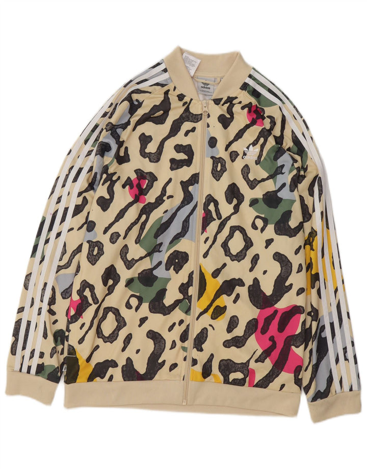 Giacca Top della Tuta da Bambina ADIDAS 15-16 Anni Poliestere con Stampa Animalier Beige