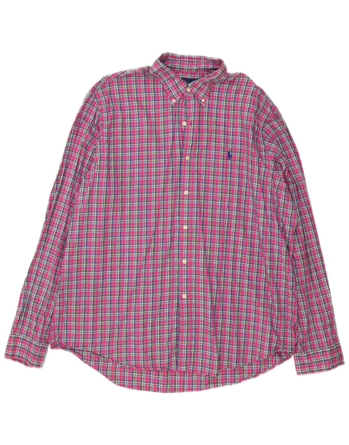 Camicia da uomo Ralph Lauren 2XL cotone a quadri rosa