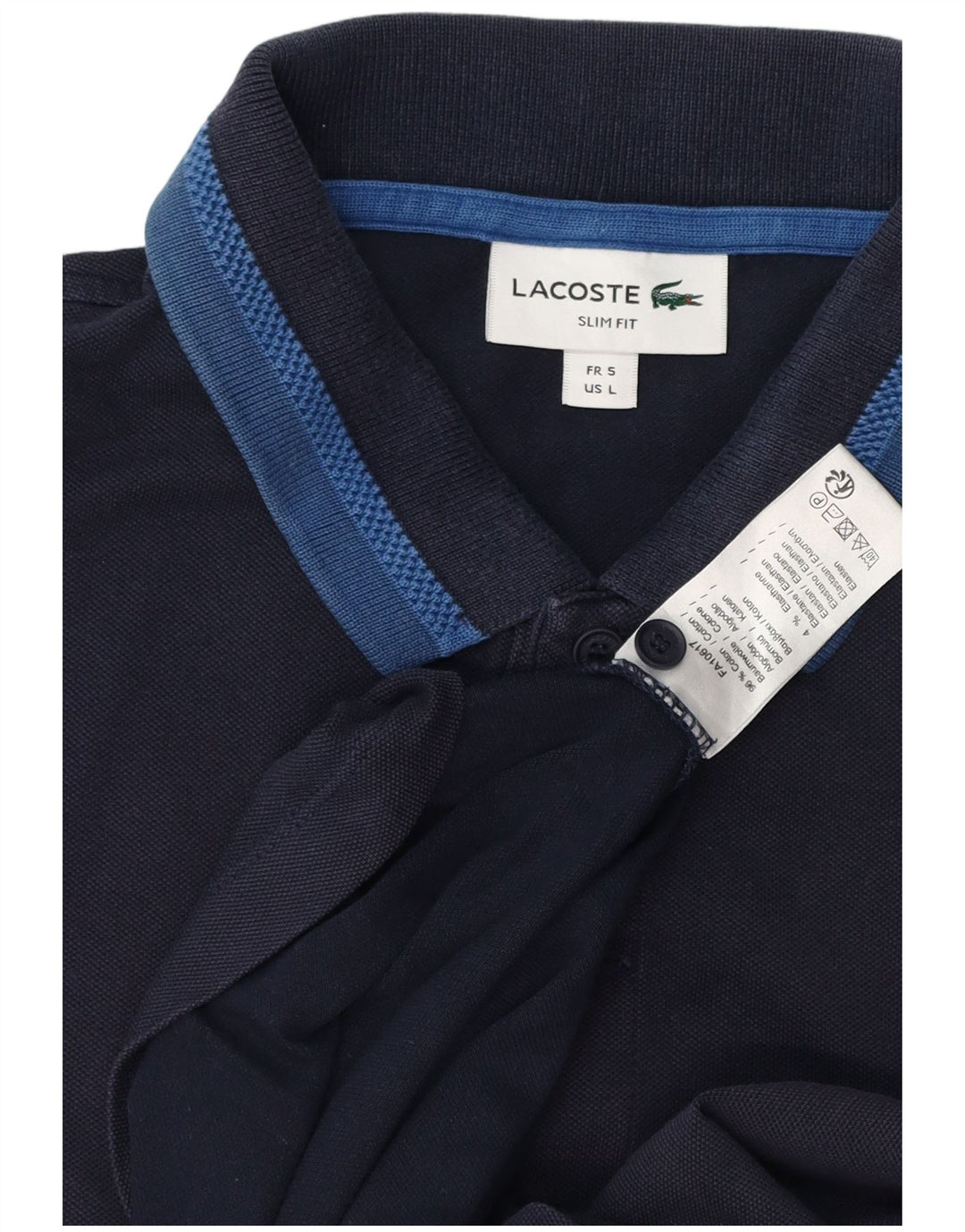 Polo LACOSTE da uomo slim fit taglia 5 grande in cotone blu navy