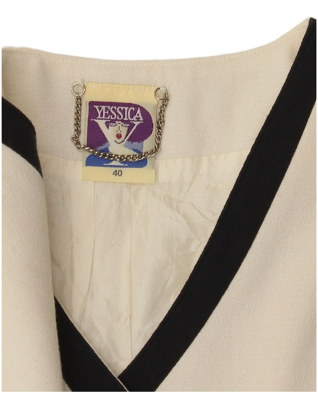 YESSICA Womens 4 Button Blazer Jacket EU 40 Medium White Colourblock
