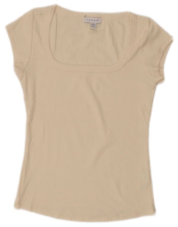 Topshop T-shirt corta da donna Top UK 12 cotone bianco sporco medio
