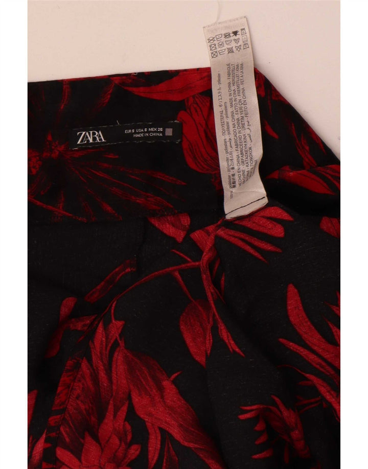 Minigonna da donna Zara piccola W26 poliestere floreale nero