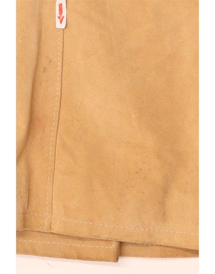 Giacca in pelle scamosciata doppio petto da donna Dario Brizzi UK 10 piccola in pelle beige