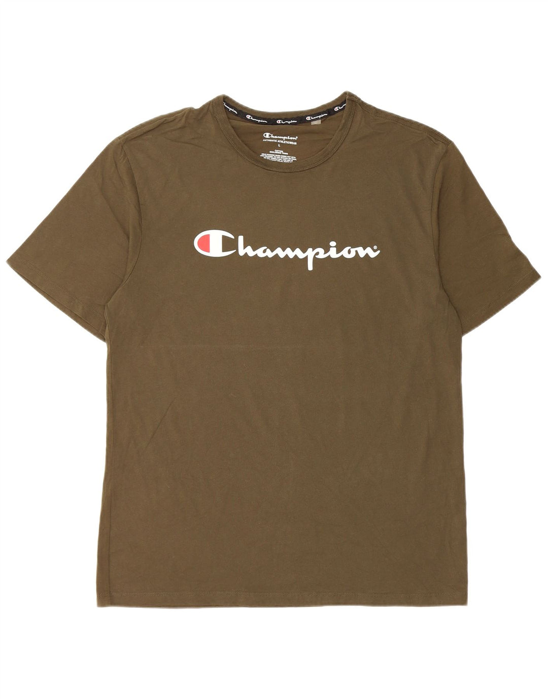 T-shirt grafica da uomo Champion Top grande in cotone kaki