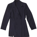 Cappotto doppiopetto vintage da donna UK 14 poliestere medio blu navy