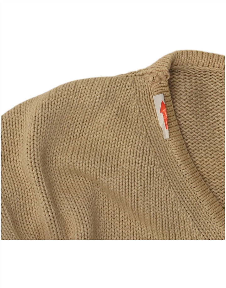 Massimo Dutti Maglione da uomo con scollo a V grande in cotone beige