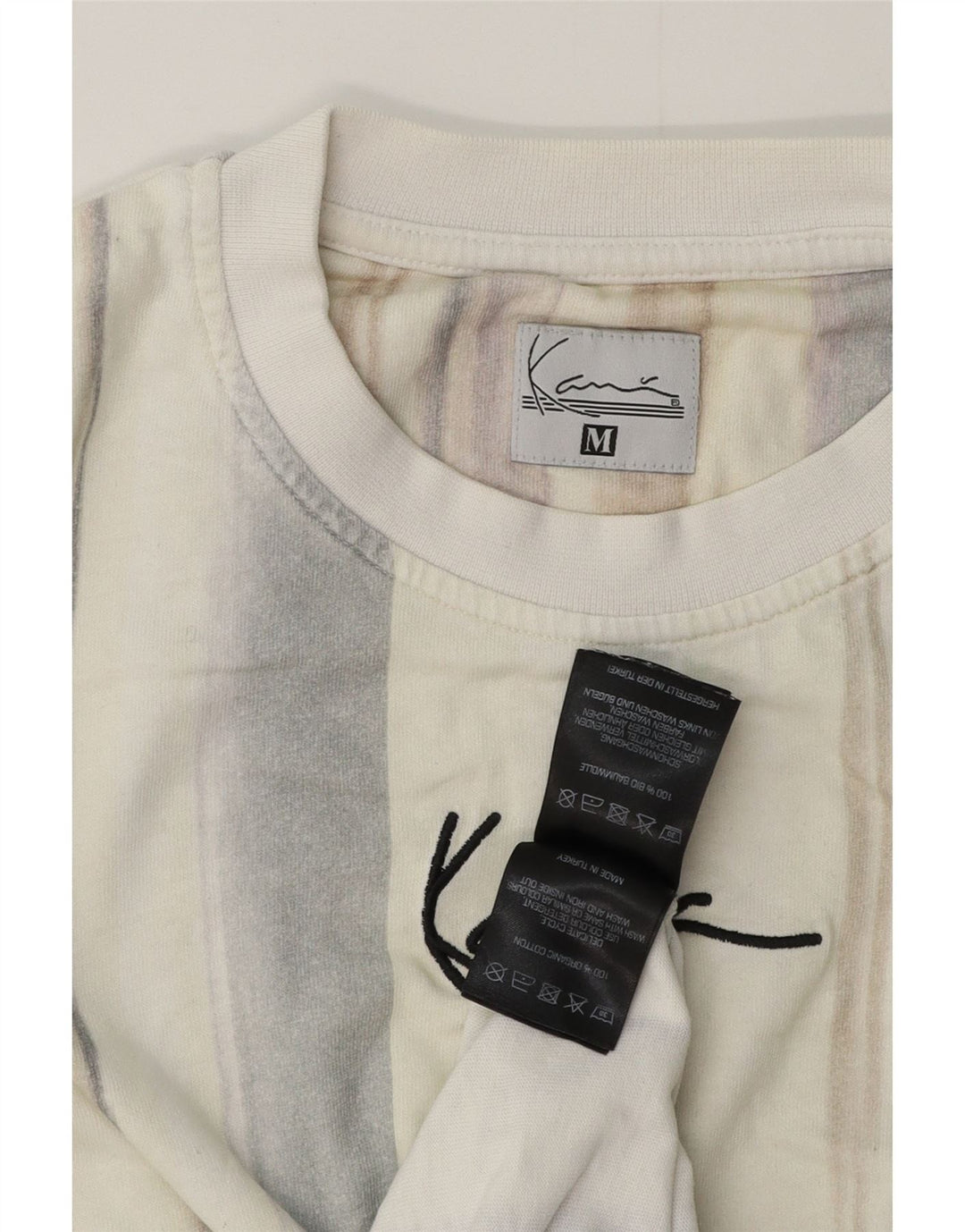 KARL KANI T-shirt grafica da uomo Top in cotone a righe beige medio