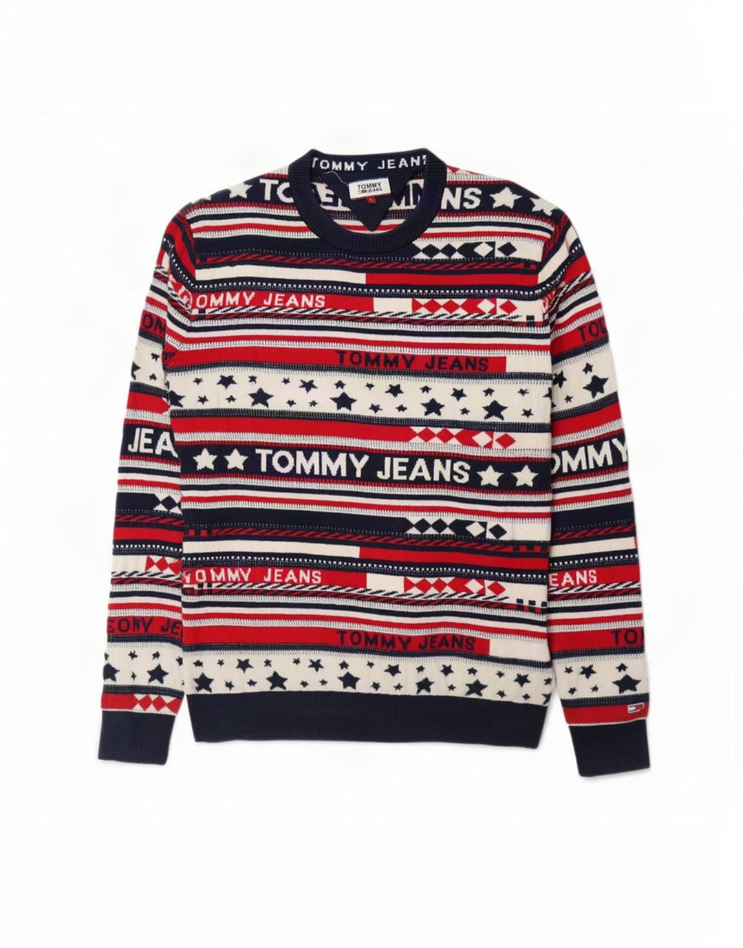Maglione maglione girocollo da uomo Tommy Hilfiger a righe grandi multicolori