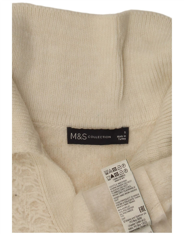 Maglione oversize con collo a polo oversize da donna Marks & Spencer UK 10 piccolo bianco