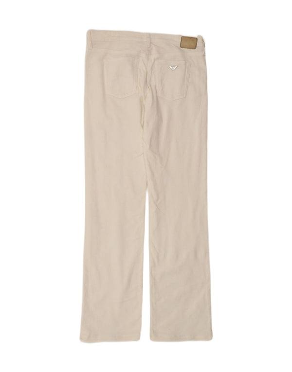 Pantaloni casual dritti da donna Armani W31 L32 in cotone bianco sporco