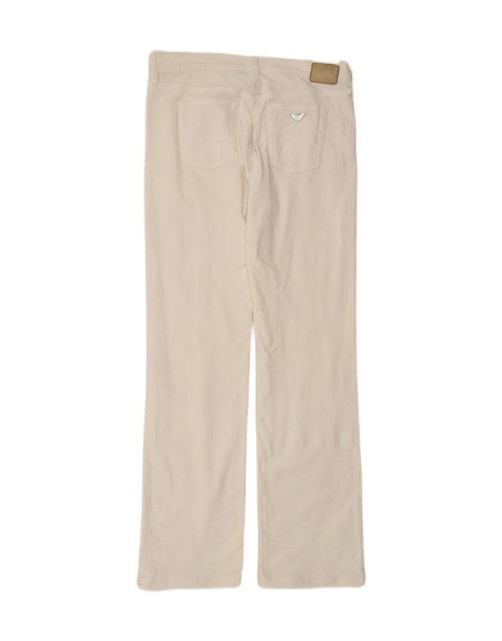 Pantaloni casual dritti da donna Armani W31 L32 in cotone bianco sporco