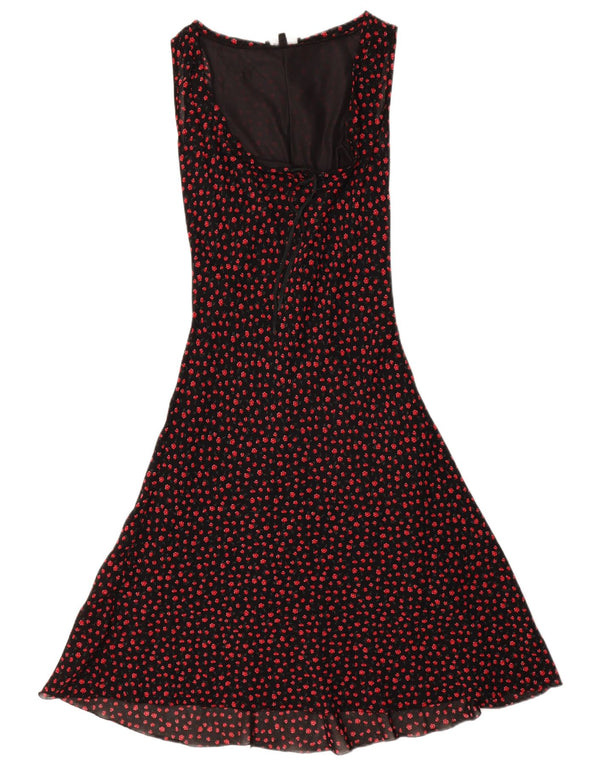 Abito a trapezio senza maniche da donna Denny Rose UK 10 Piccolo floreale nero