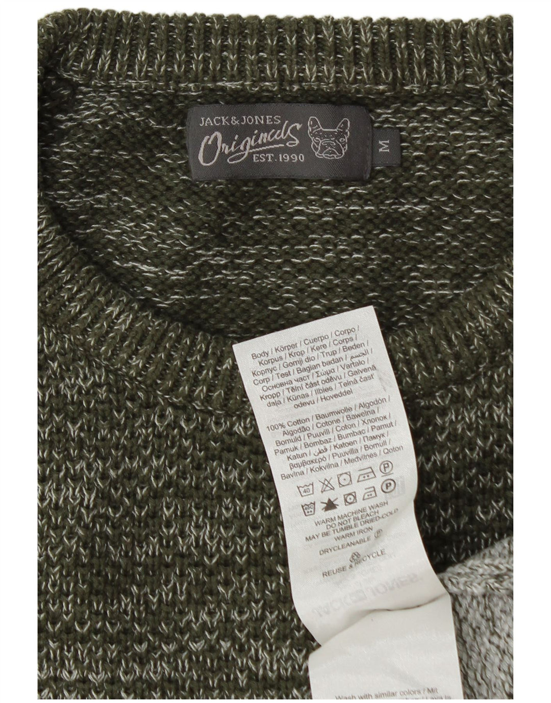 Maglione maglione girocollo da uomo Jack & Jones in cotone screziato verde medio