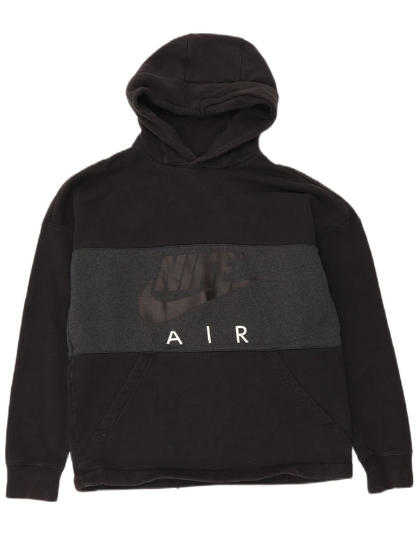 Nike Mens Graphic Hoodie Jumper Medium Black Colourblock Cotton