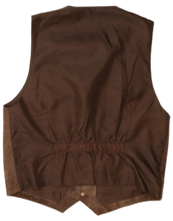Gilet da uomo in pelle scamosciata C&A grande in pelle marrone