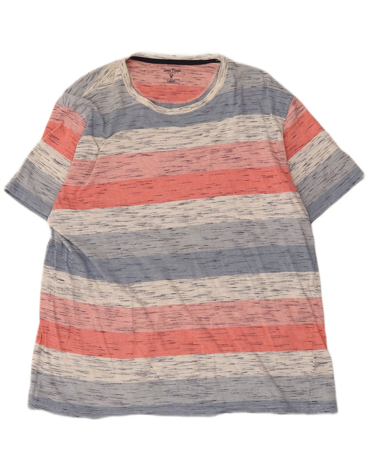 T-shirt da uomo James Pringle Top grande in cotone a righe multicolori