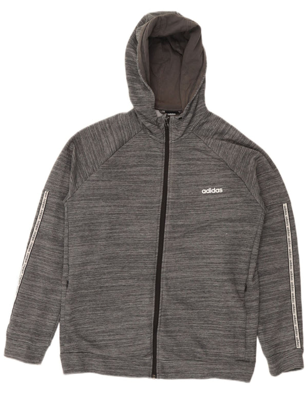 Felpa con cappuccio e zip da donna Adidas UK 20/22 XL Cotone chiazzato grigio