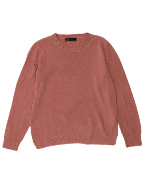 Maglione maglione girocollo da donna Marks & Spencer UK 14 Acrilico rosa medio