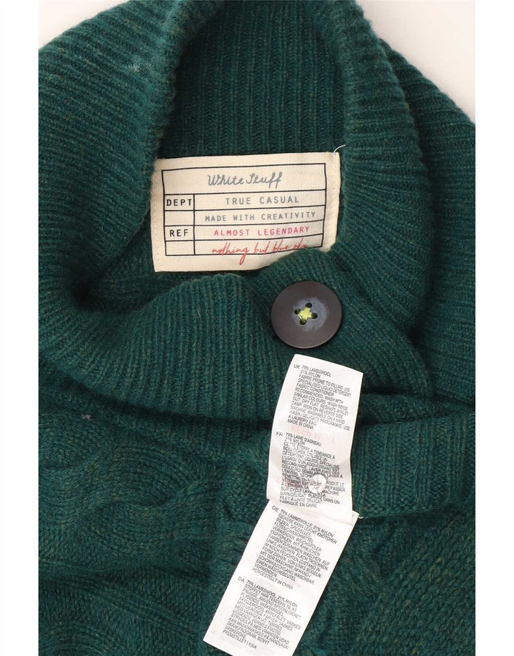 Maglione cardigan poncho da donna di White Stuff Taglia unica Lana d'agnello screziata verde