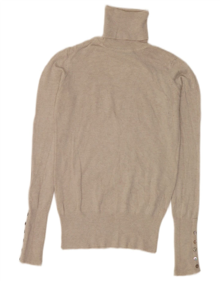 Maglione maglione collo alto da donna Zara UK 10 piccolo rayon beige