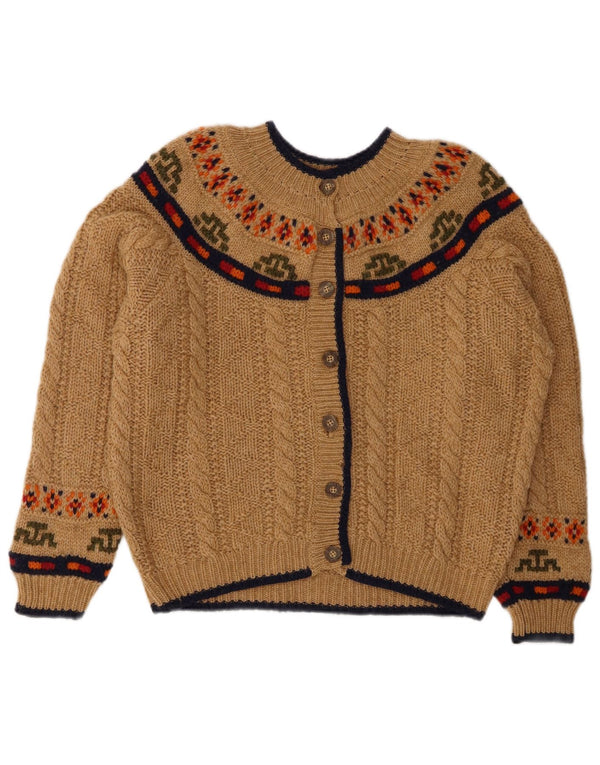 Maglione cardigan da donna BENETTON UK 14 Large Beige Fair Isle