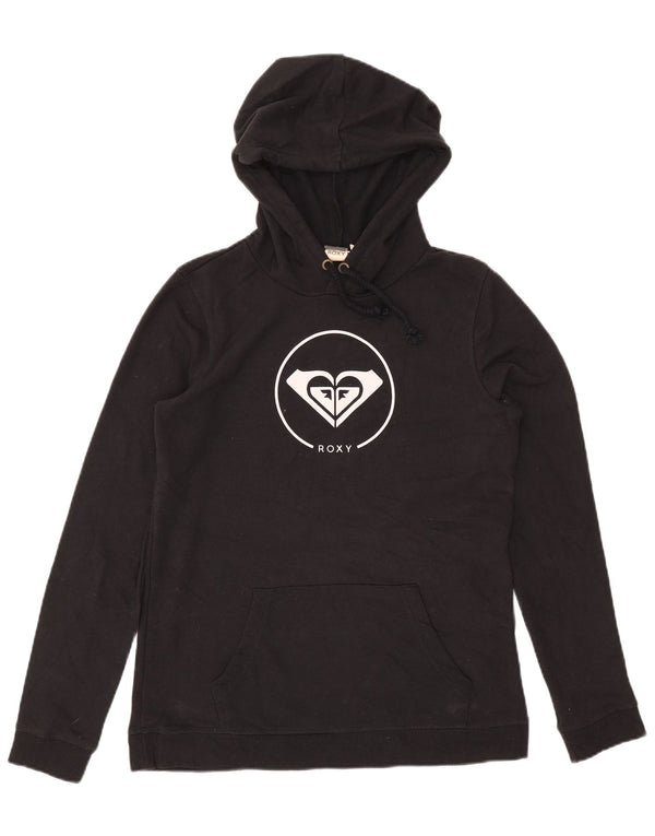 Felpa con cappuccio grafica da donna Roxy UK 14 cotone nero medio