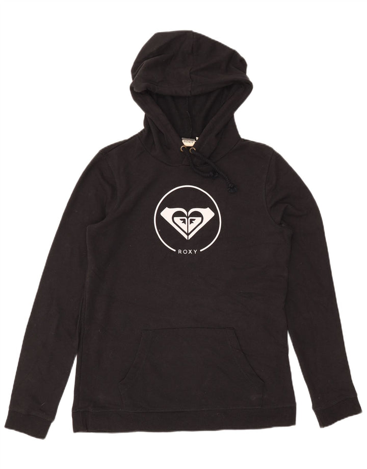 Felpa con cappuccio grafica da donna Roxy UK 14 cotone nero medio