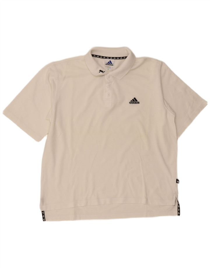Polo Adidas da uomo grande in cotone bianco