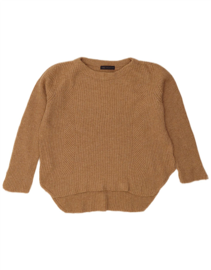 Maglione maglione con scollo a barca da donna Marks & Spencer UK 14 Large Beige Poliammide