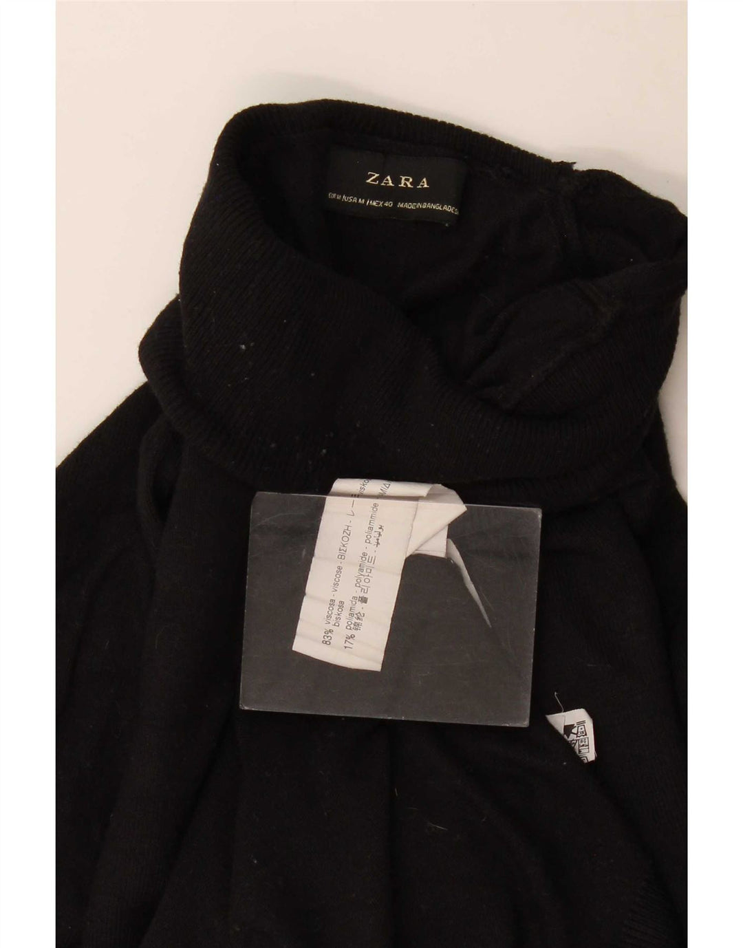 Maglione Zara da uomo con collo alto e viscosa nera media