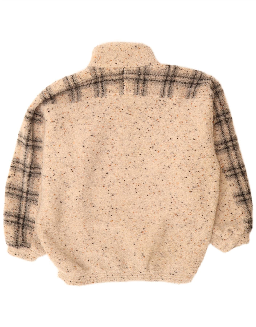 Maglione da uomo con zip e collo Alessandro Magno, grande, in lana screziata beige
