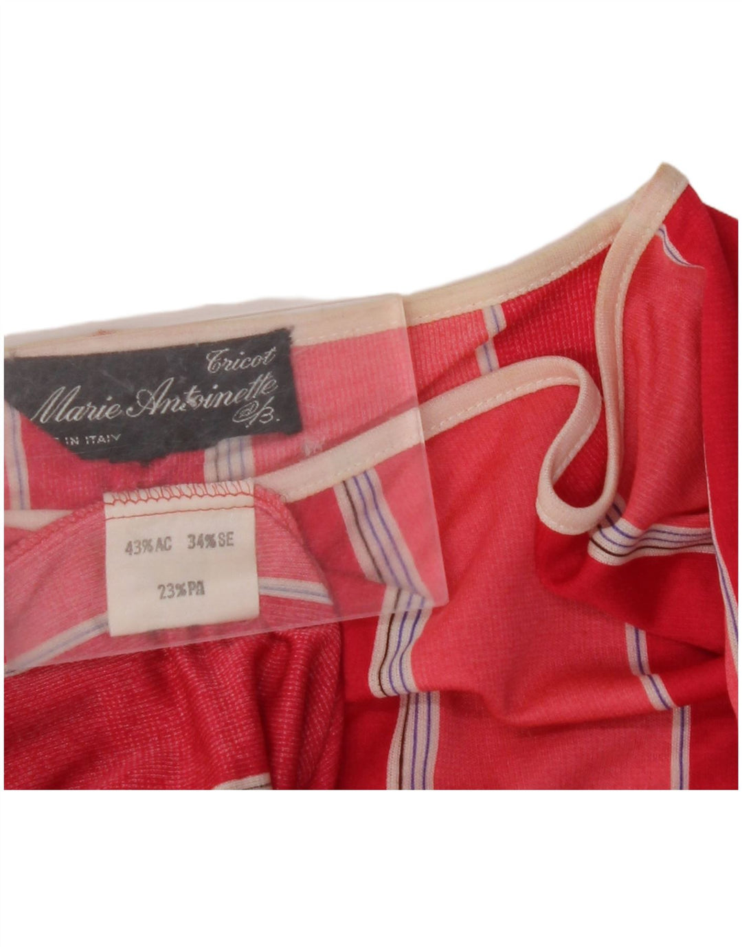 Camicetta a pipistrello da donna VINTAGE Top IT 44 Acrilico a righe rosse medie