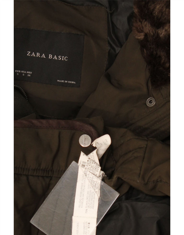 Cappotto imbottito da donna Zara UK 10 piccolo acrilico kaki