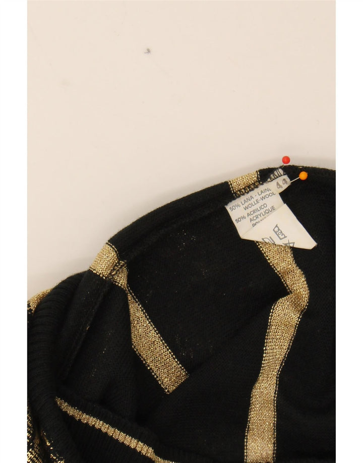 CODICE Womens Cardigan Sweater IT 44 Medium Black Striped Wool Vintage Codice and Second-Hand Codice from Messina Hembry 