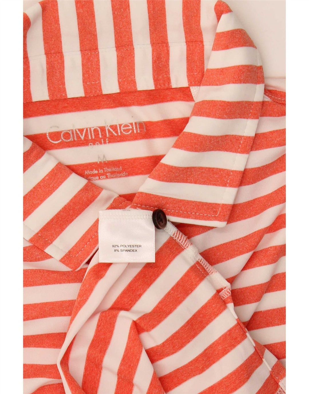 Polo da golf da uomo Calvin Klein in poliestere a righe arancione medio