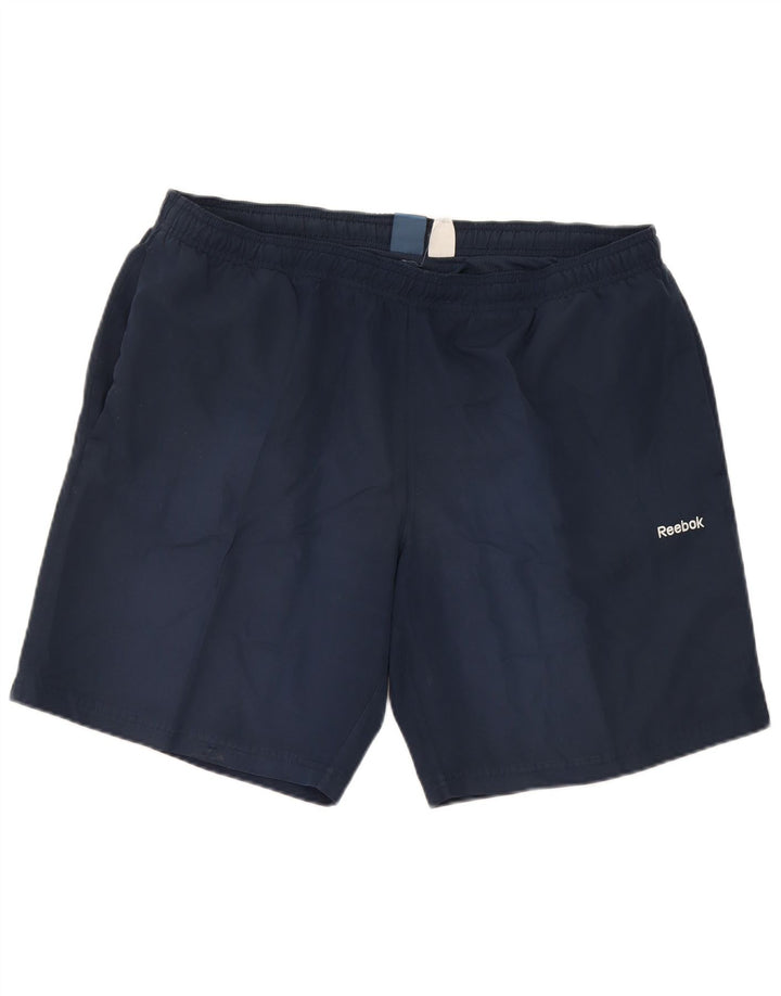 Pantaloncini sportivi Reebok da uomo di grandi dimensioni in poliestere blu navy
