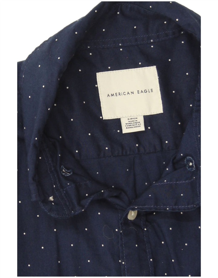 Camicia da uomo American Eagle piccola in cotone maculato blu navy