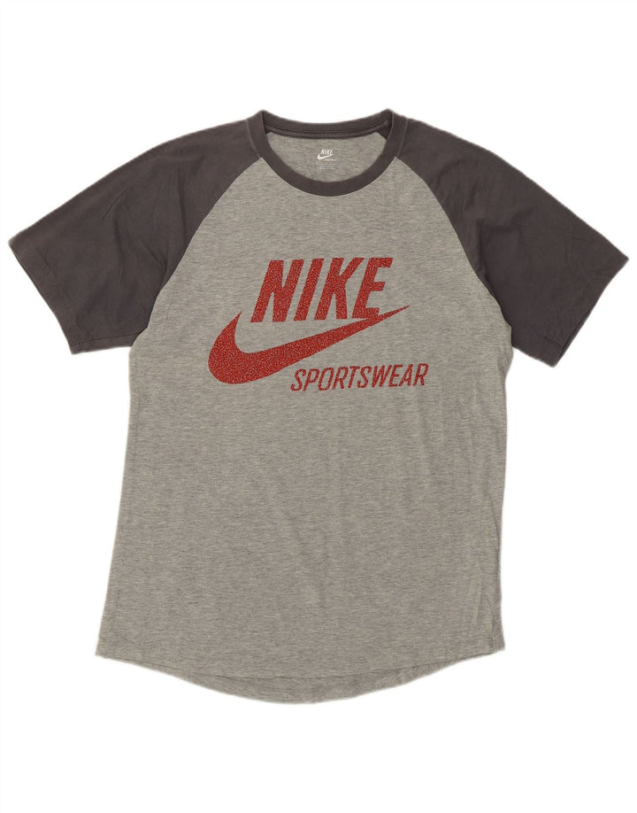 T-shirt grafica da uomo NIKE Top in cotone color block grigio medio