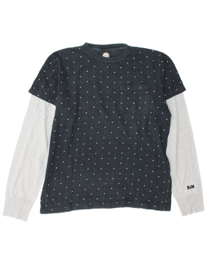 Franklin Marshall Top da uomo a maniche lunghe in cotone color block medio blu navy