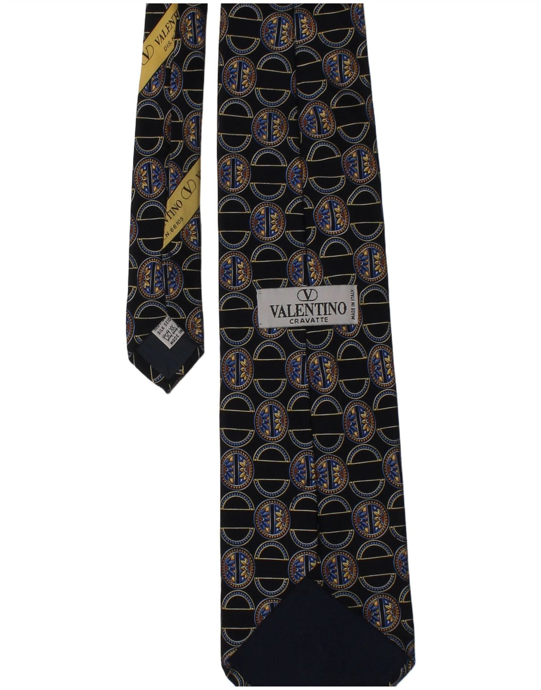 Cravatta da uomo Valentino, taglia unica, in seta geometrica blu navy