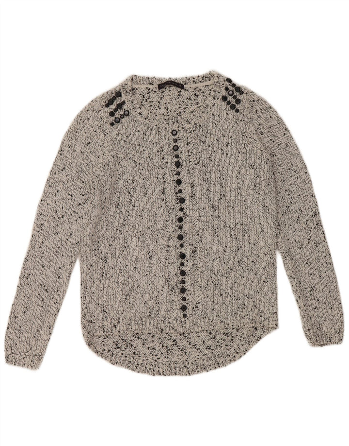 Maglione maglione con scollo a barca da donna Marks & Spencer UK 12 Grigio medio chiazzato
