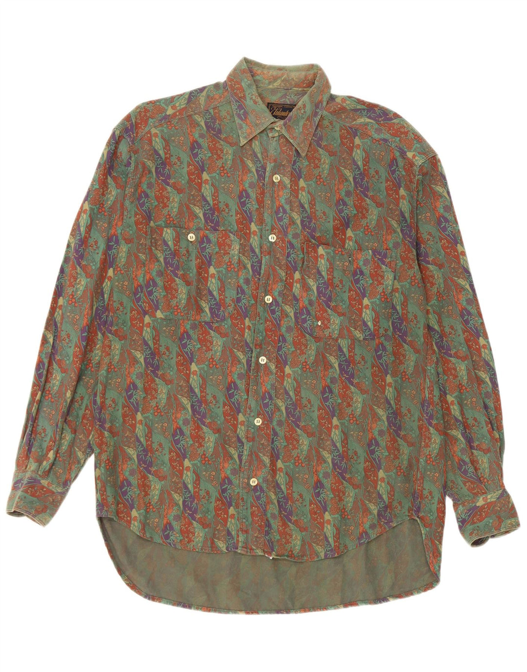 Camicia da uomo illimitata piccola in cotone floreale kaki