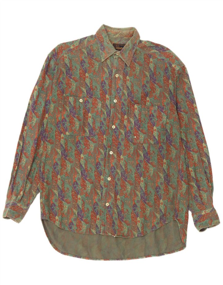 Camicia da uomo illimitata piccola in cotone floreale kaki