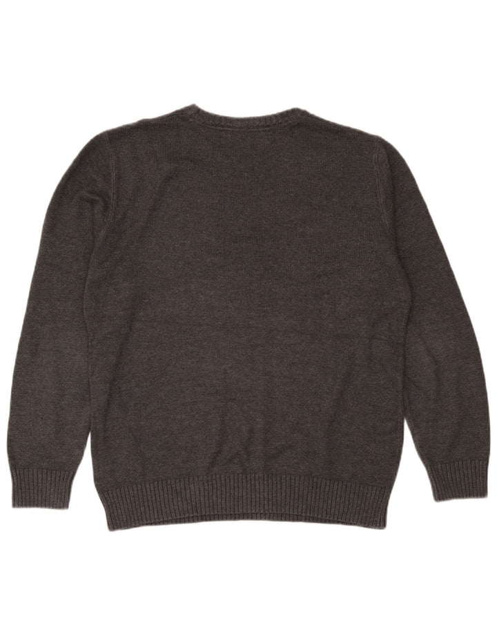 Crew Clothing Maglione da uomo con collo in cotone grigio medio
