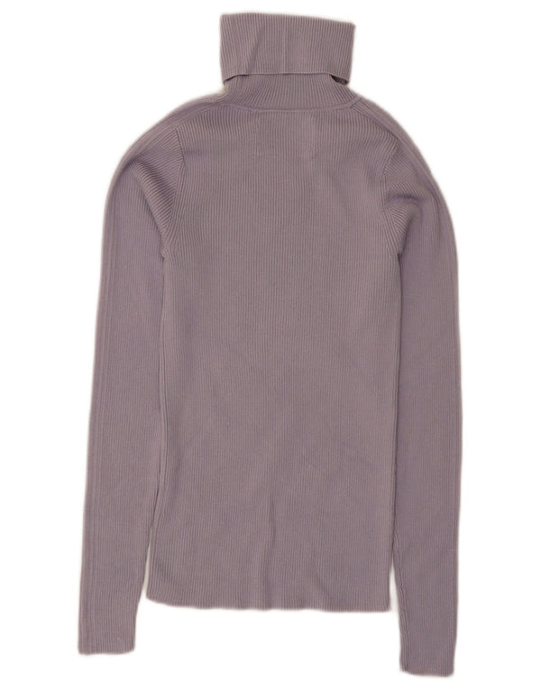 Calvin Klein Jeans maglione da donna con collo alto con grafica UK 4 XS Viola